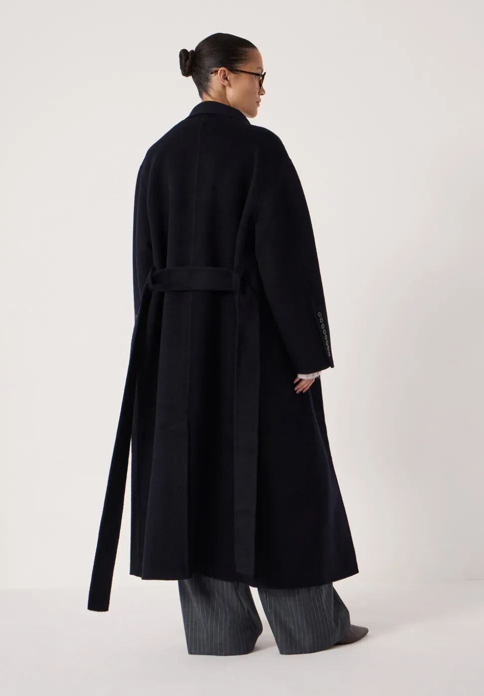 Pure Wool Double Faced Funnel Neck Belted Coat
