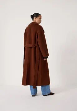 Pure Wool Double Faced Funnel Neck Belted Coat