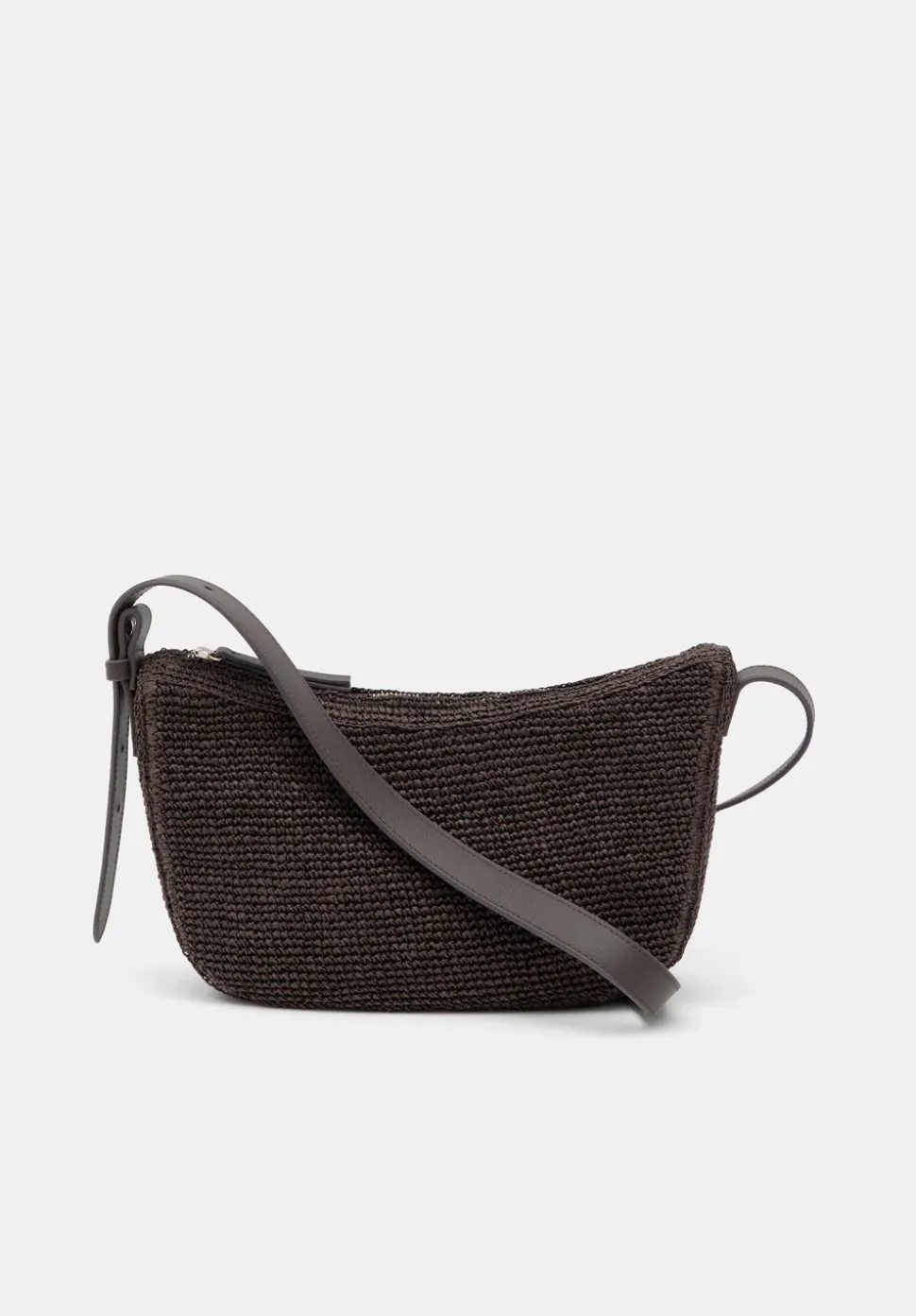 Raffia Crossbody Bag with Leather Strap