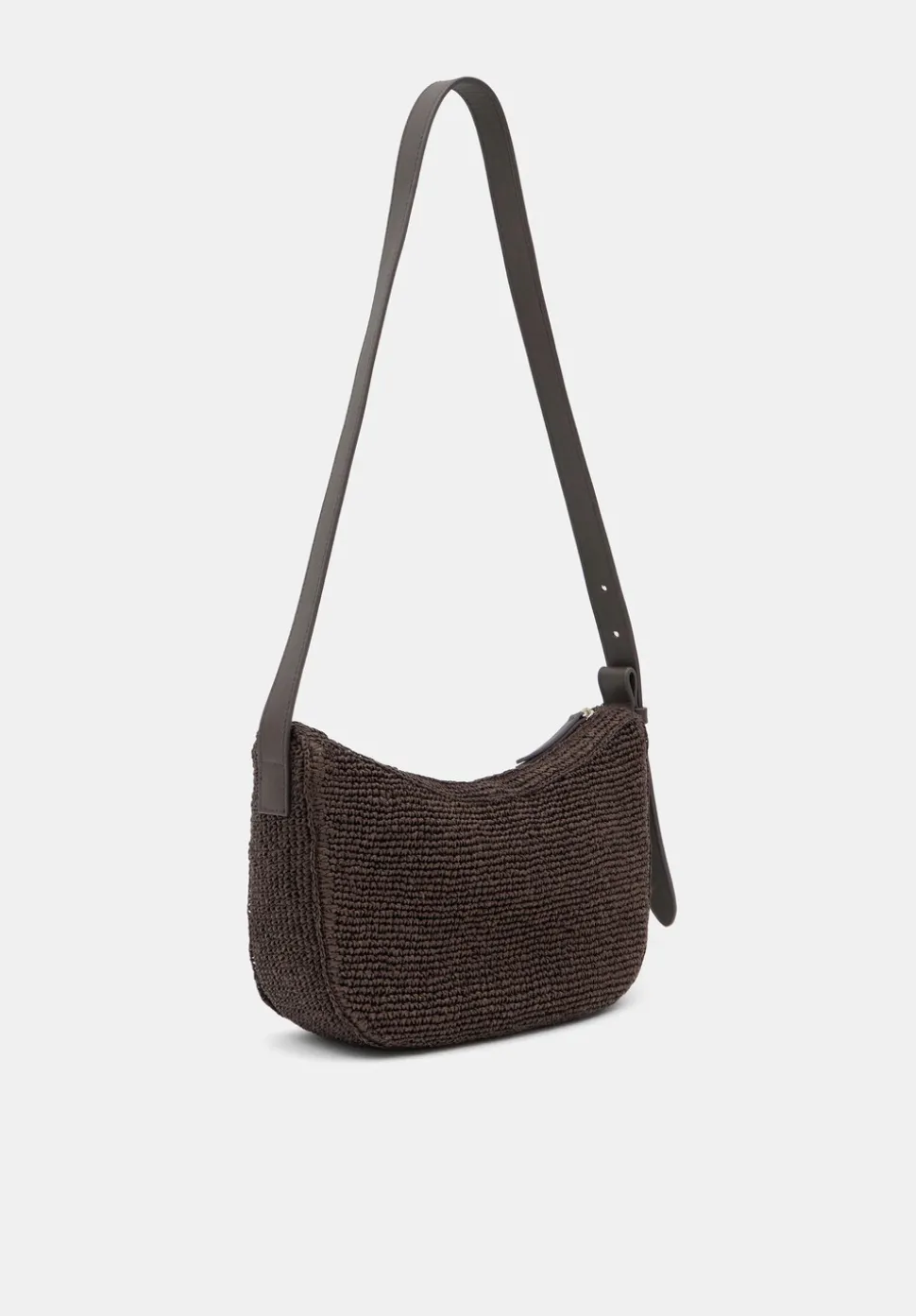 Raffia Crossbody Bag with Leather Strap