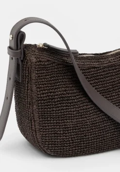 Raffia Crossbody Bag with Leather Strap