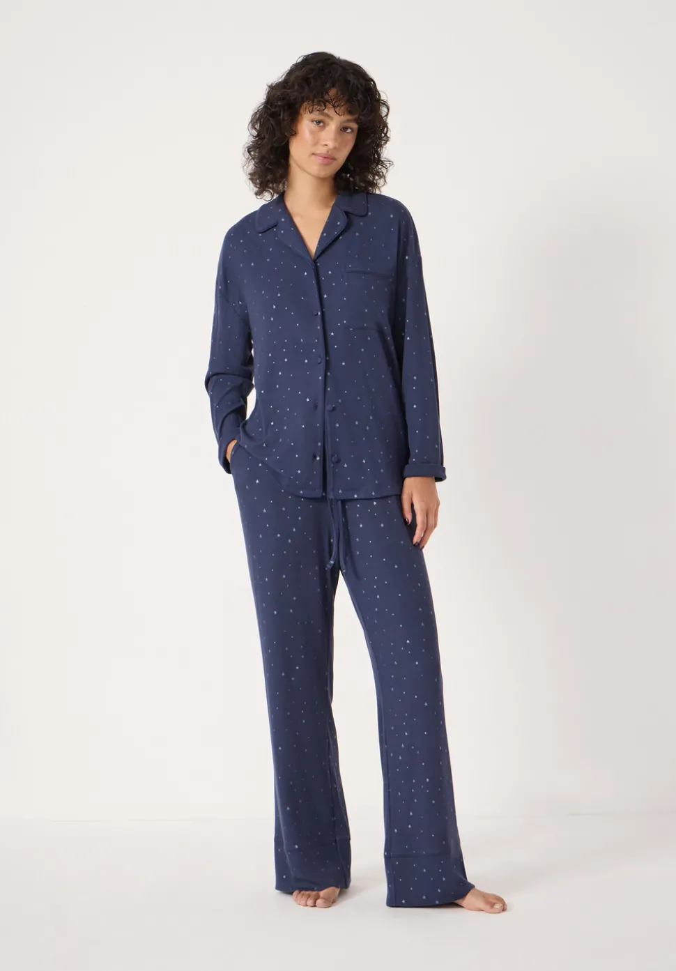 Ribbed Modal Star Printed Pyjamas