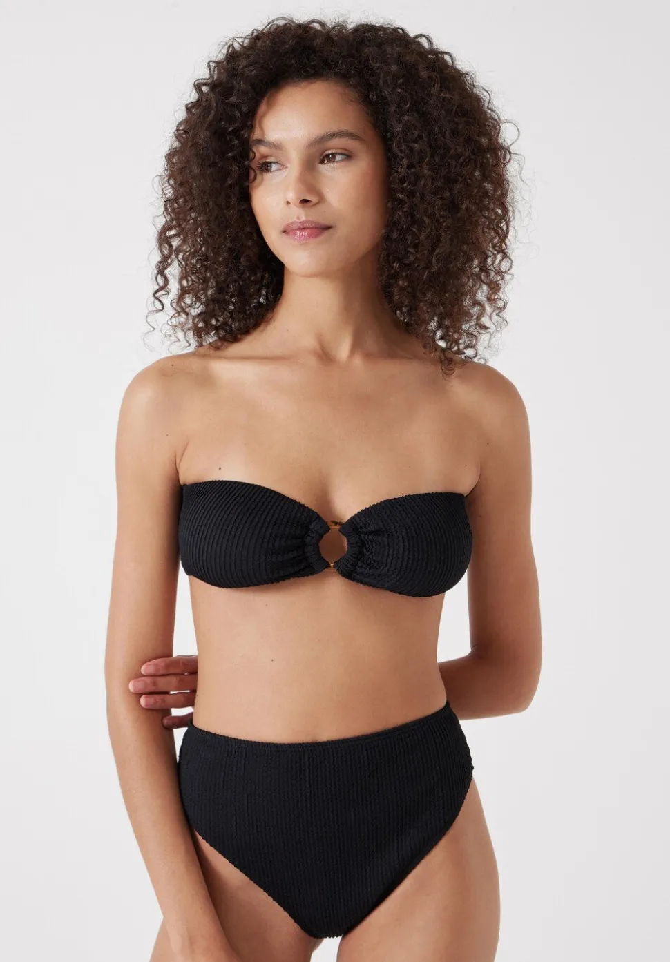 Ring Bandeau Crinkle Bikini Top