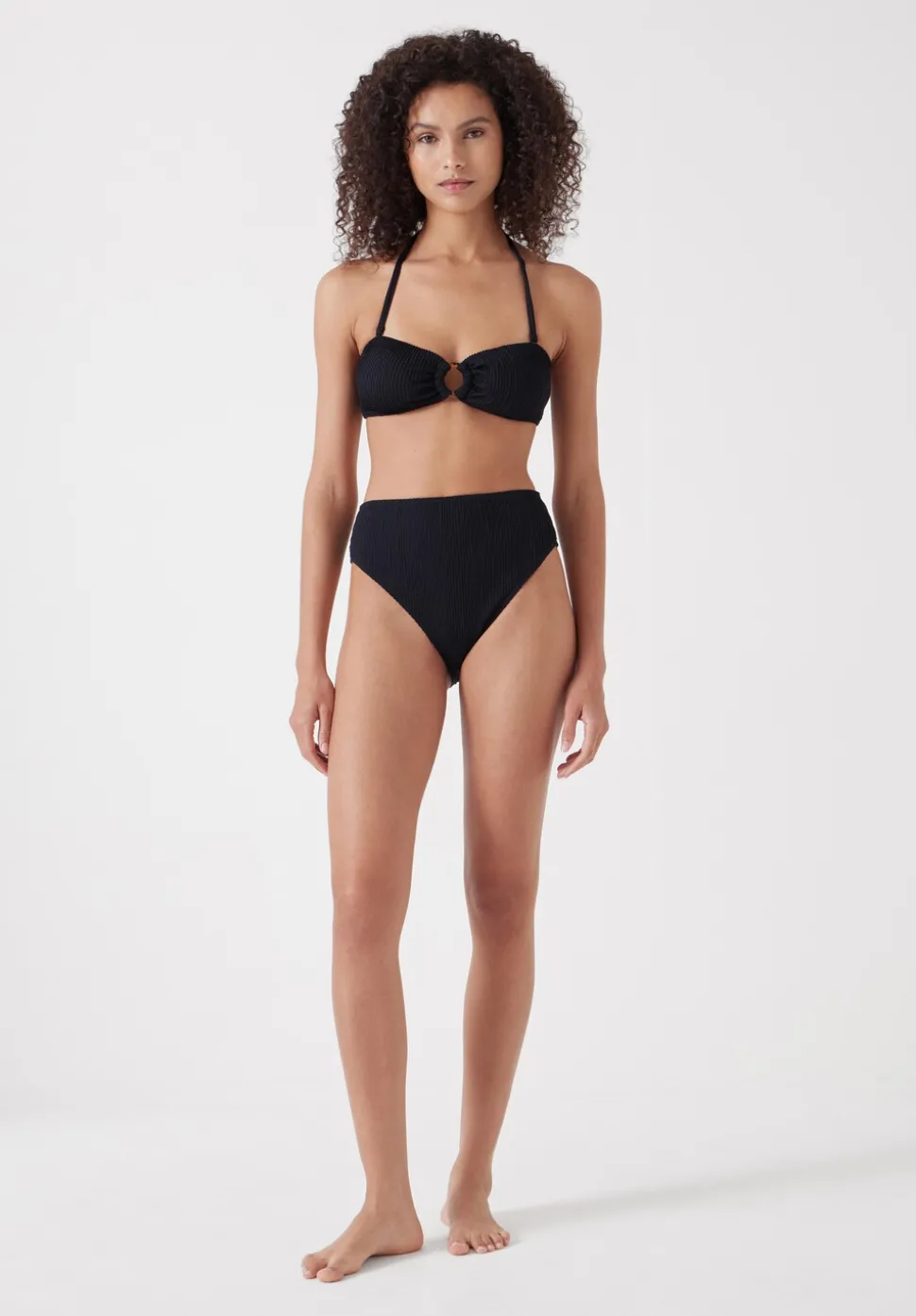 Ring Bandeau Crinkle Bikini Top
