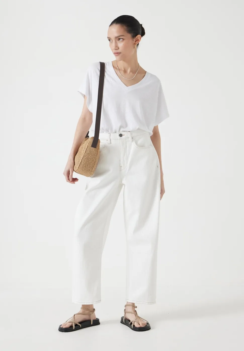 Rosalia Linen Blend V Neck T-Shirt