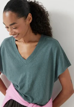 Rosalia Linen Blend V Neck T-Shirt