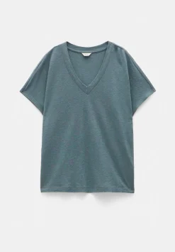 Rosalia Linen Blend V Neck T-Shirt