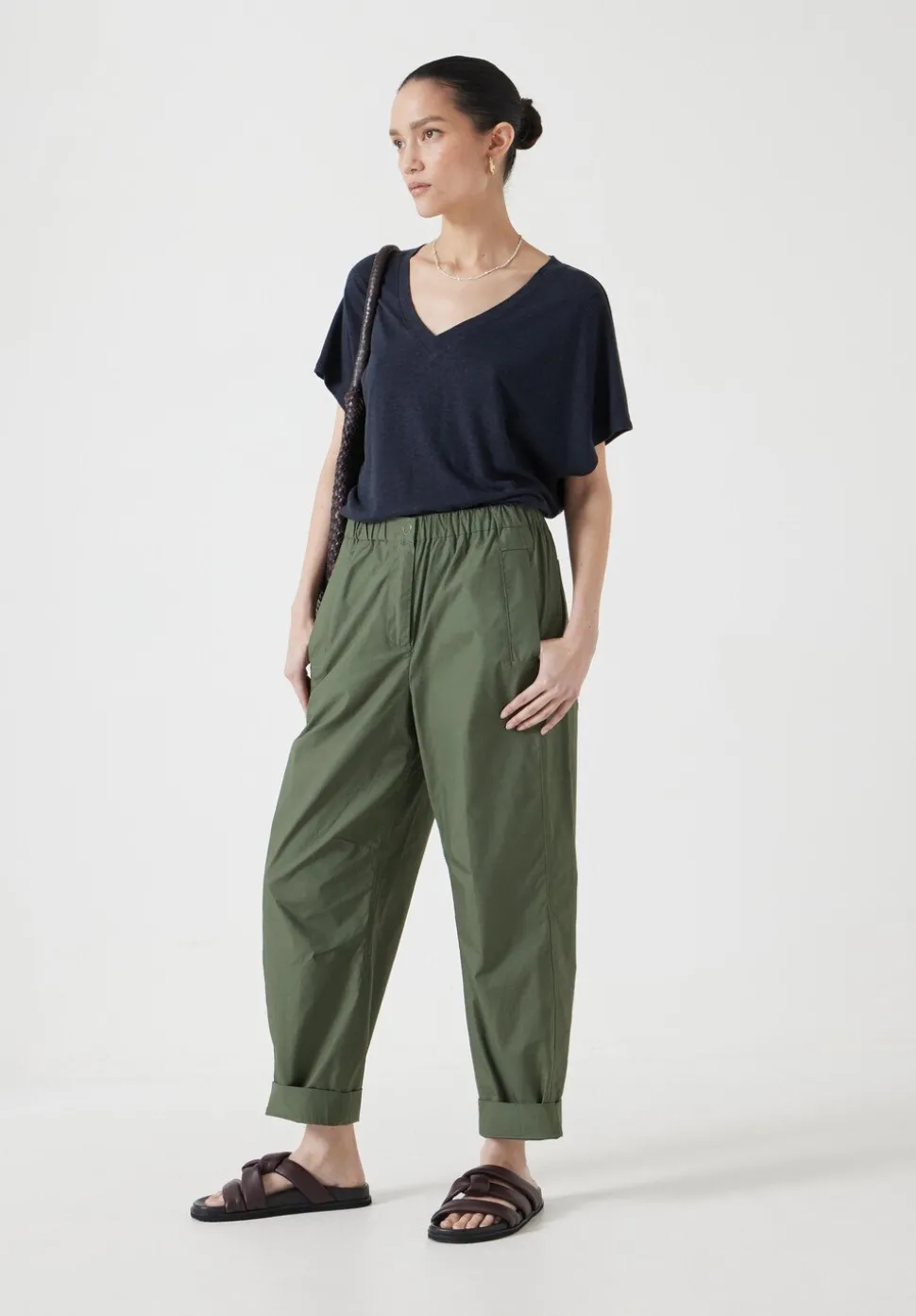 Rosalia Linen Blend V Neck T-Shirt