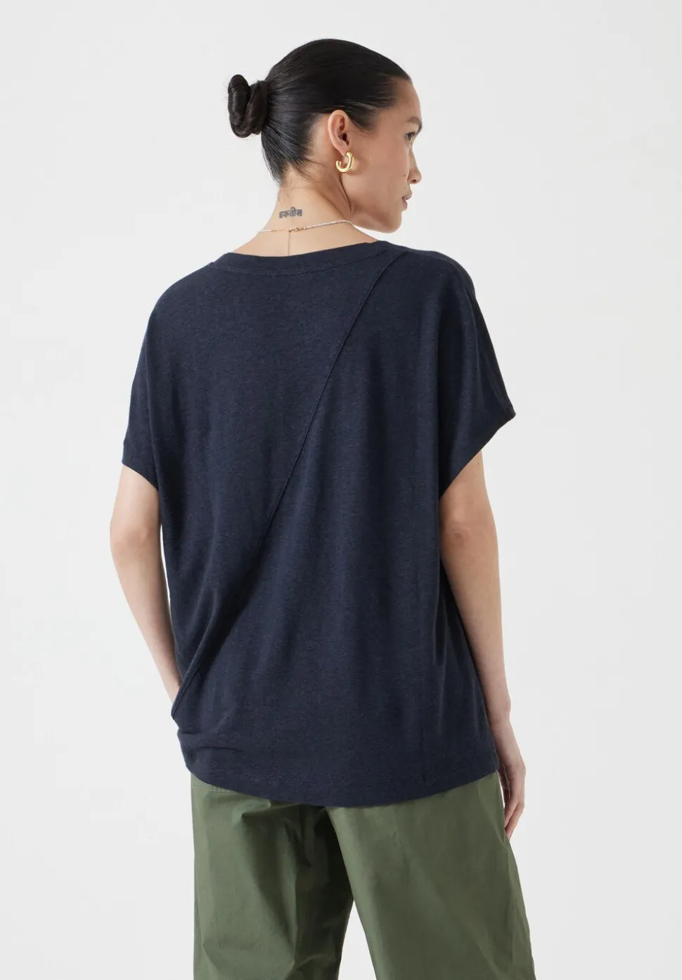 Rosalia Linen Blend V Neck T-Shirt
