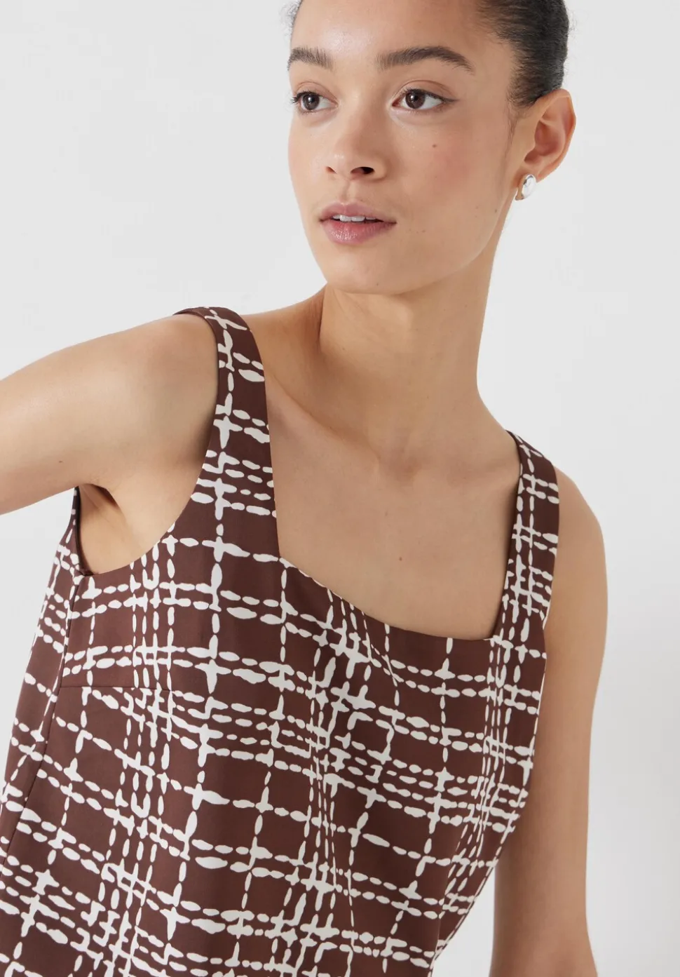 Satin Twill Square Neckline Tank Top