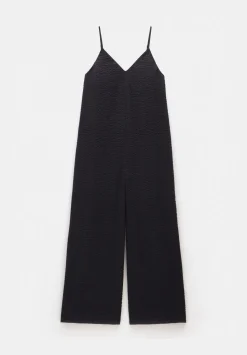 Seersucker Cotton Wide Leg Jumpsuit