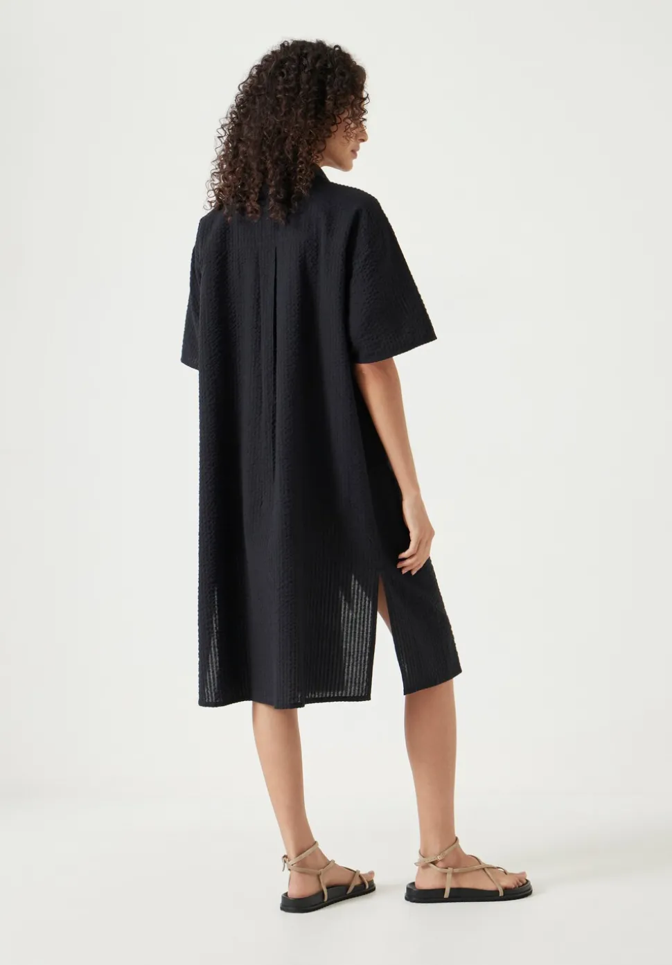 Seersucker Tie Front Beach Dress