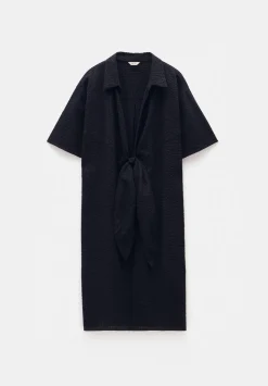 Seersucker Tie Front Beach Dress