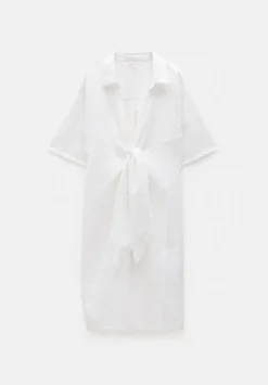 Seersucker Tie Front Beach Dress