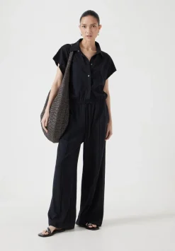 Short Sleeve Wide Leg Jersey Jumpsuit