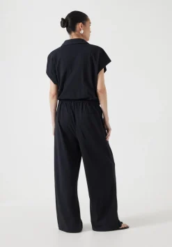 Short Sleeve Wide Leg Jersey Jumpsuit