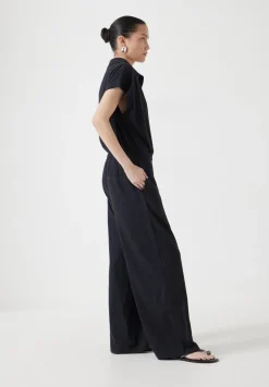 Short Sleeve Wide Leg Jersey Jumpsuit