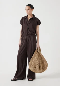 Short Sleeve Wide Leg Jersey Jumpsuit