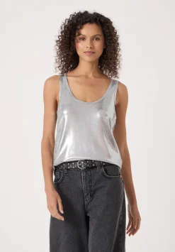 Silver Metallic Slub Vest