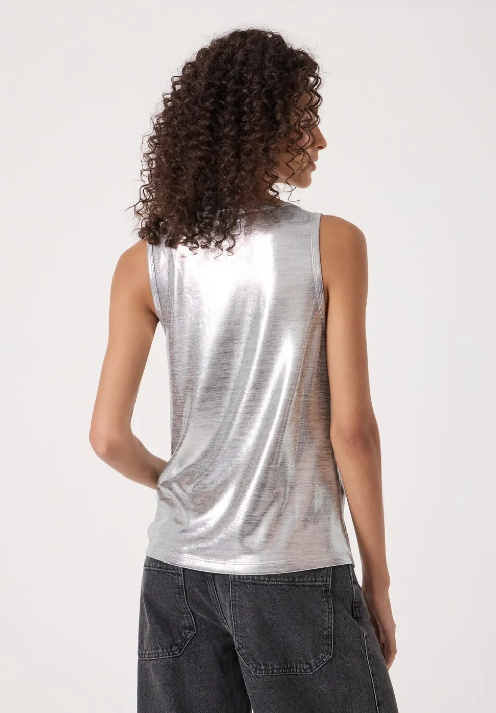 Silver Metallic Slub Vest