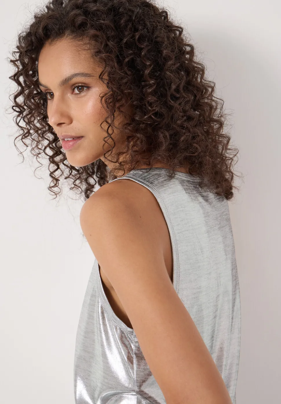 Silver Metallic Slub Vest