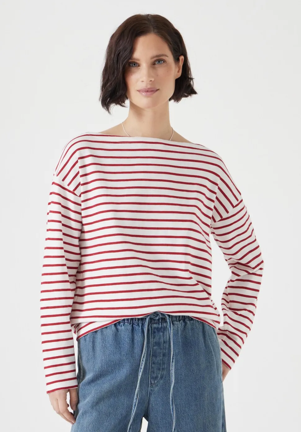 Slash Neck Stripe Top