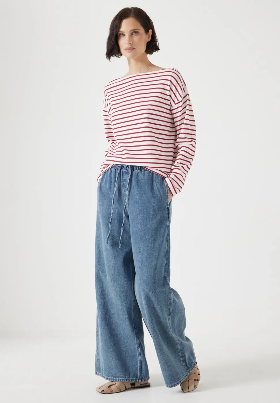 Slash Neck Stripe Top