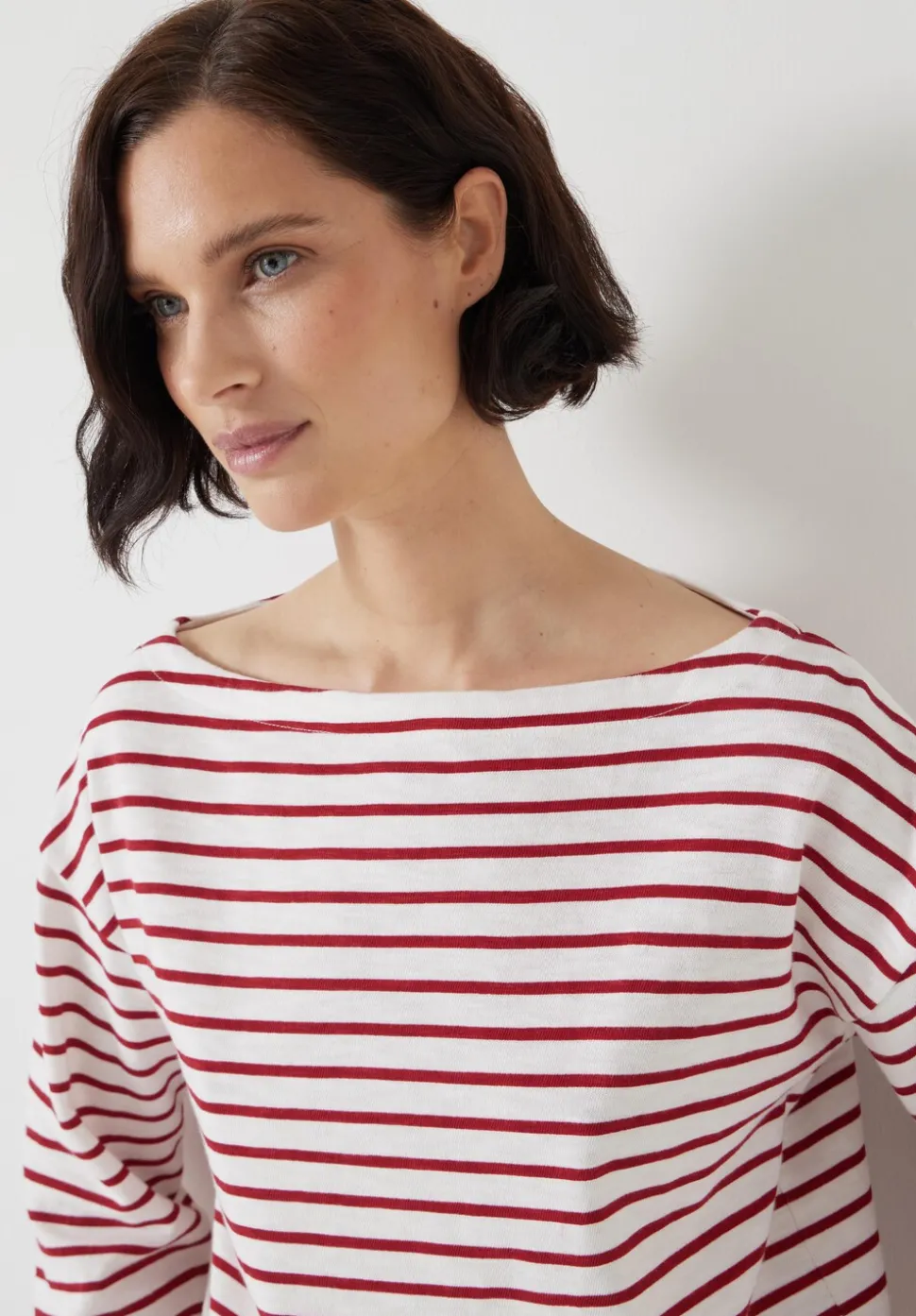 Slash Neck Stripe Top