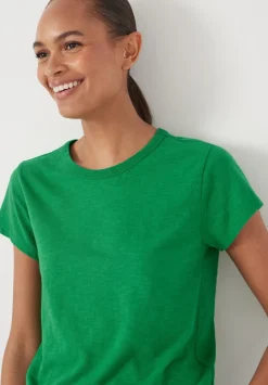 Slim Fit Slub Cotton Crew Neck T-Shirt