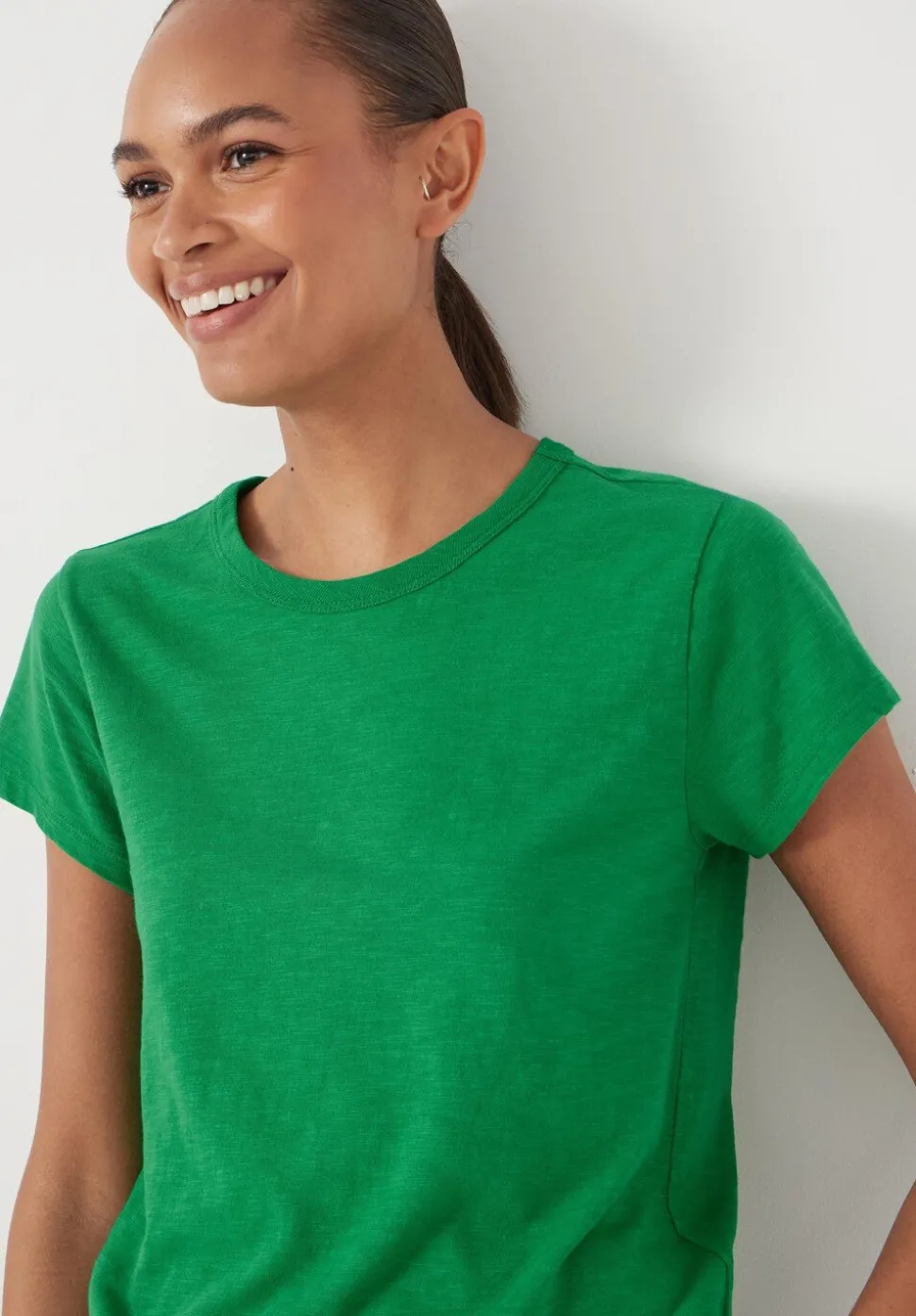 Slim Fit Slub Cotton Crew Neck T-Shirt