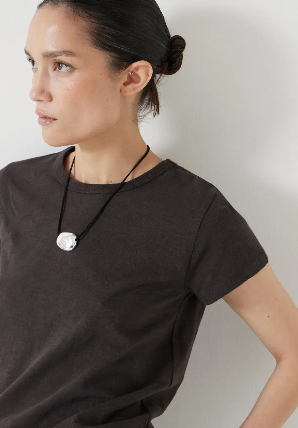 Slim Fit Slub Cotton Crew Neck T-Shirt