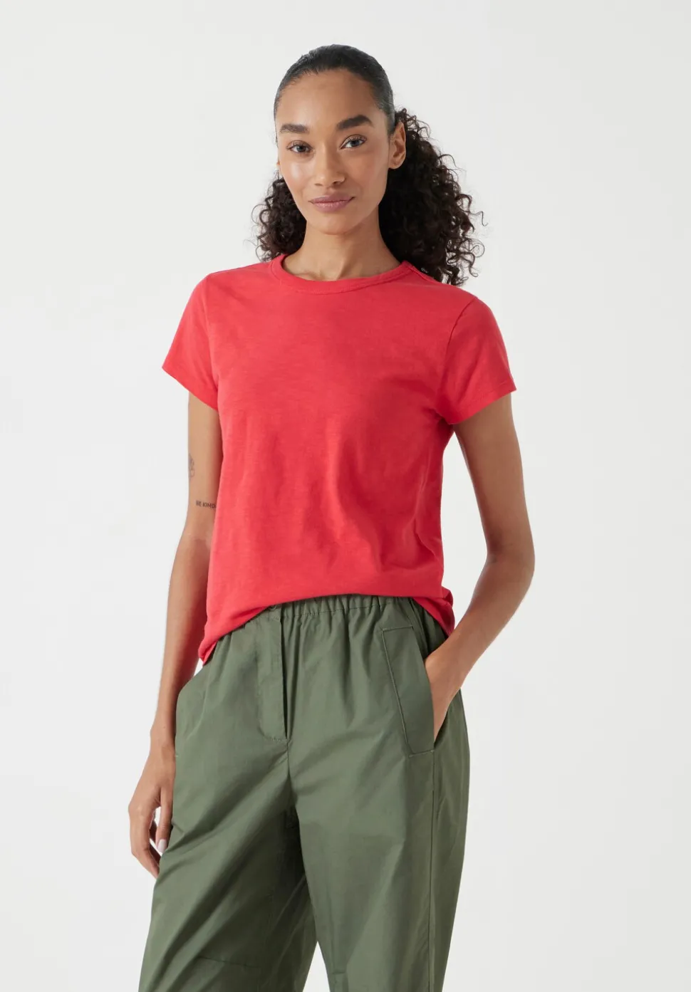 Slim Fit Slub Cotton Crew Neck T-Shirt