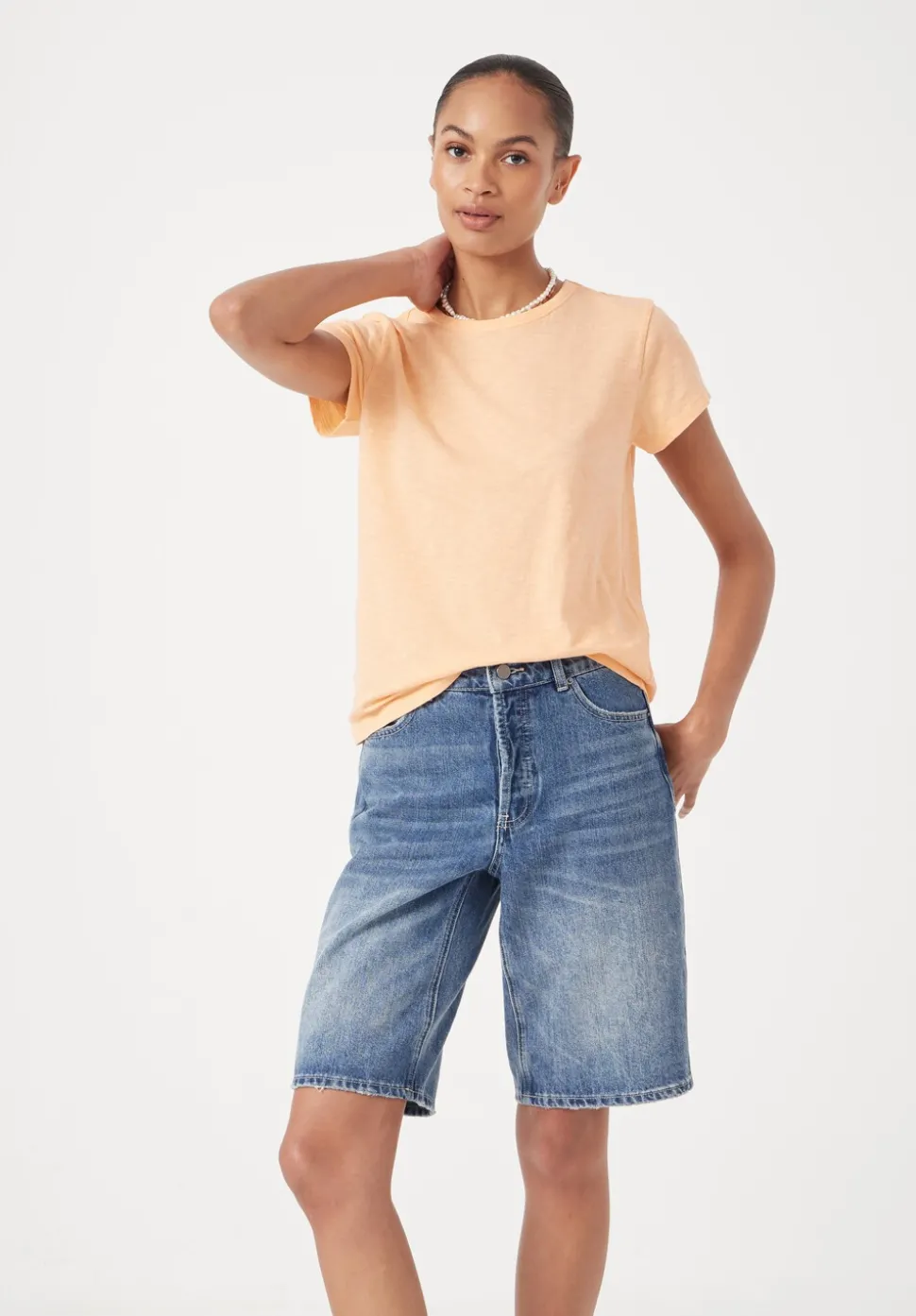 Slim Fit Slub Cotton Crew Neck T-Shirt