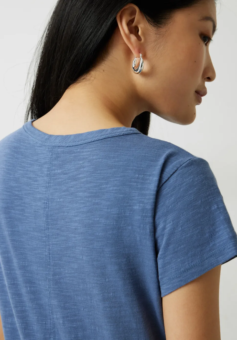 Slim Fit Slub Cotton Crew Neck T-Shirt