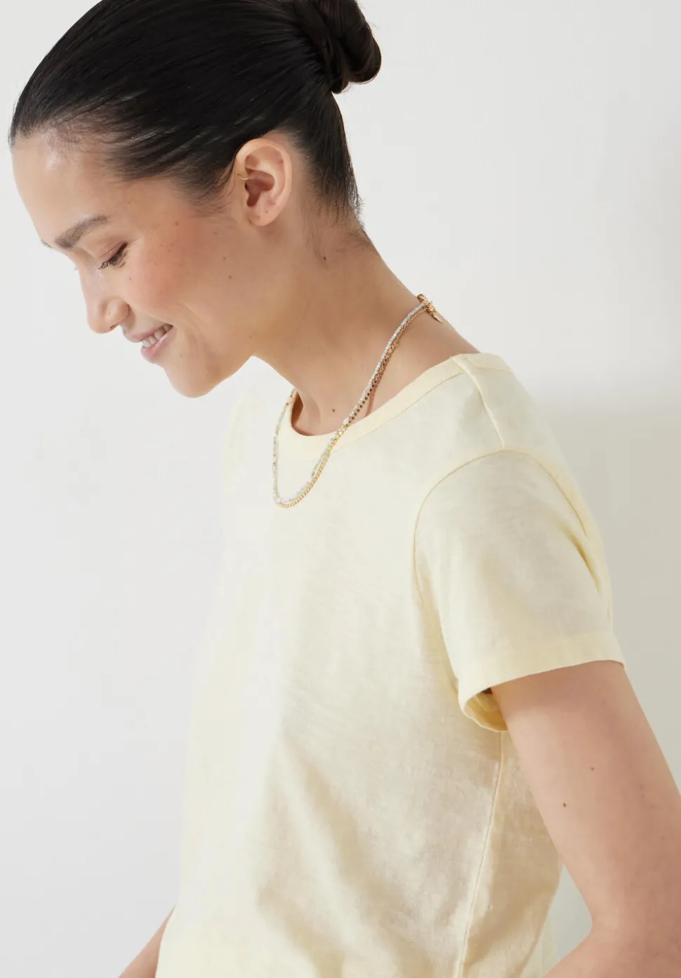Slim Fit Slub Cotton Crew Neck T-Shirt
