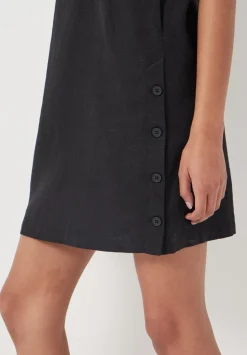 Square Neck Linen Blend Mini Dress