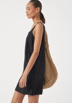 Square Neck Linen Blend Mini Dress