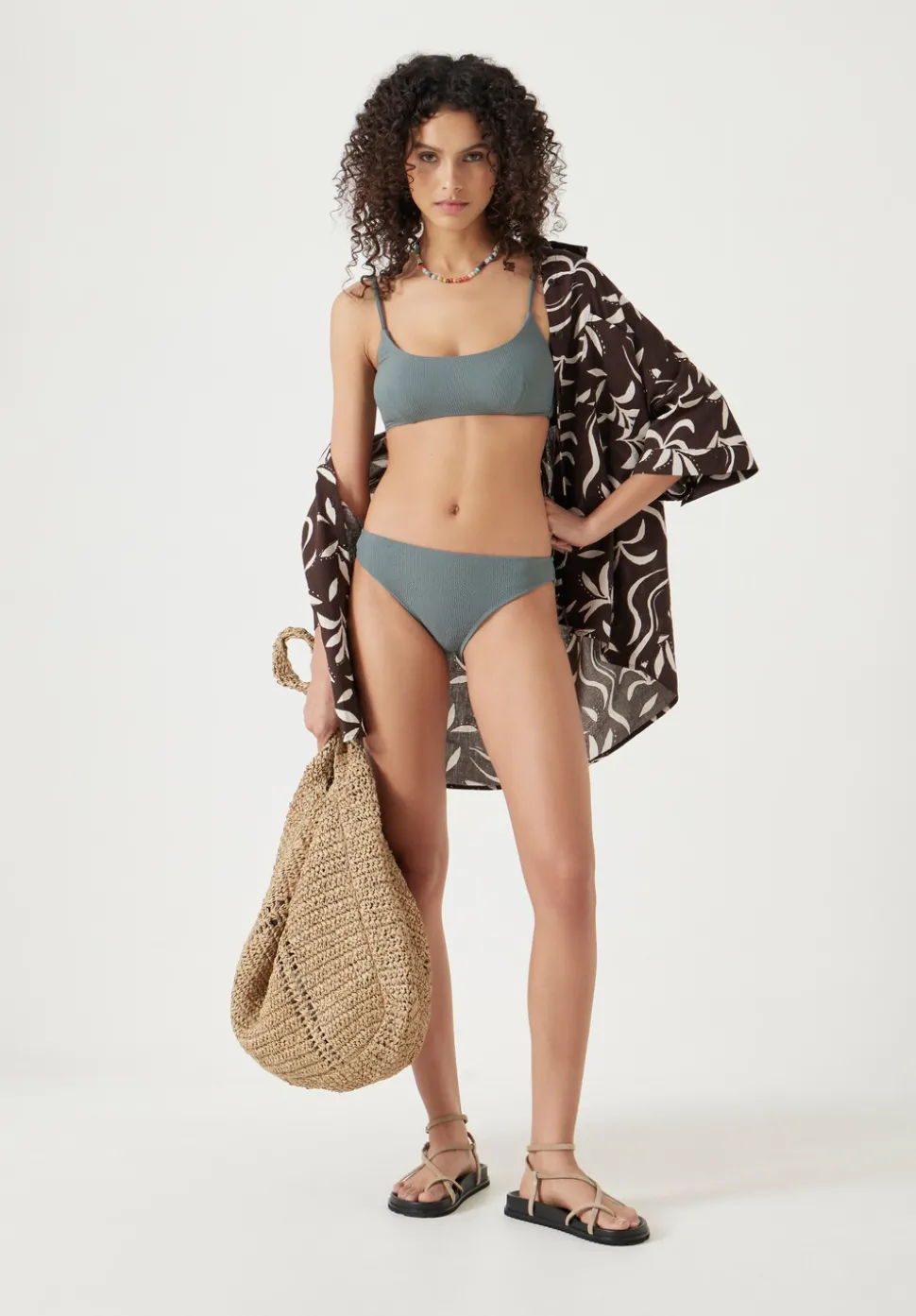 Square Neck Texture Bikini Top