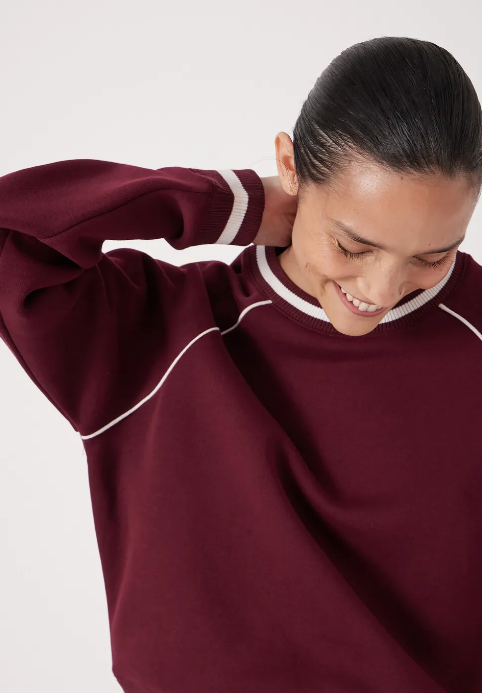Striped Rib Raglan Sweatshirt