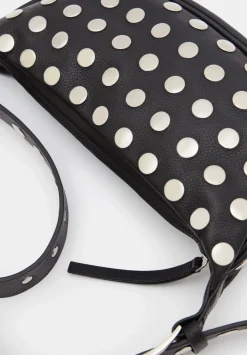 Studded Rory Crescent Leather Crossbody Bag