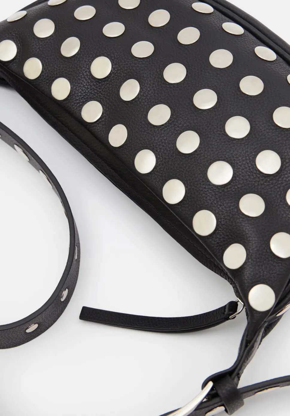 Studded Rory Crescent Leather Crossbody Bag