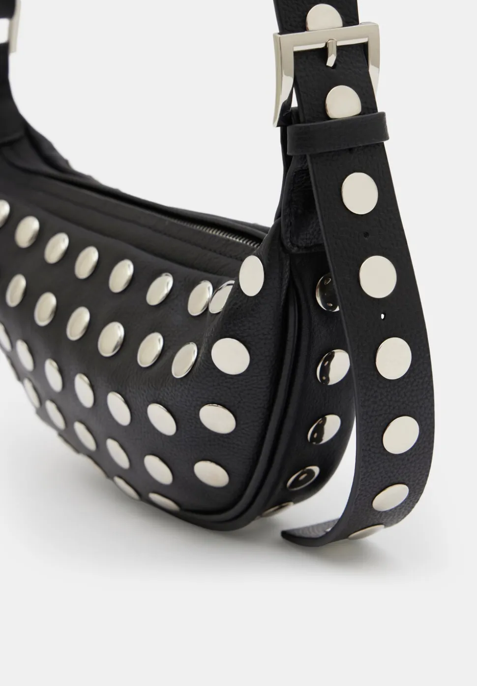 Studded Rory Crescent Leather Crossbody Bag
