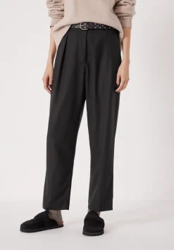 Tapered Leg Wool Blend Trousers