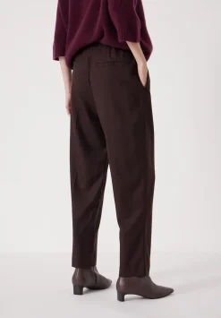 Tapered Leg Wool Blend Trousers