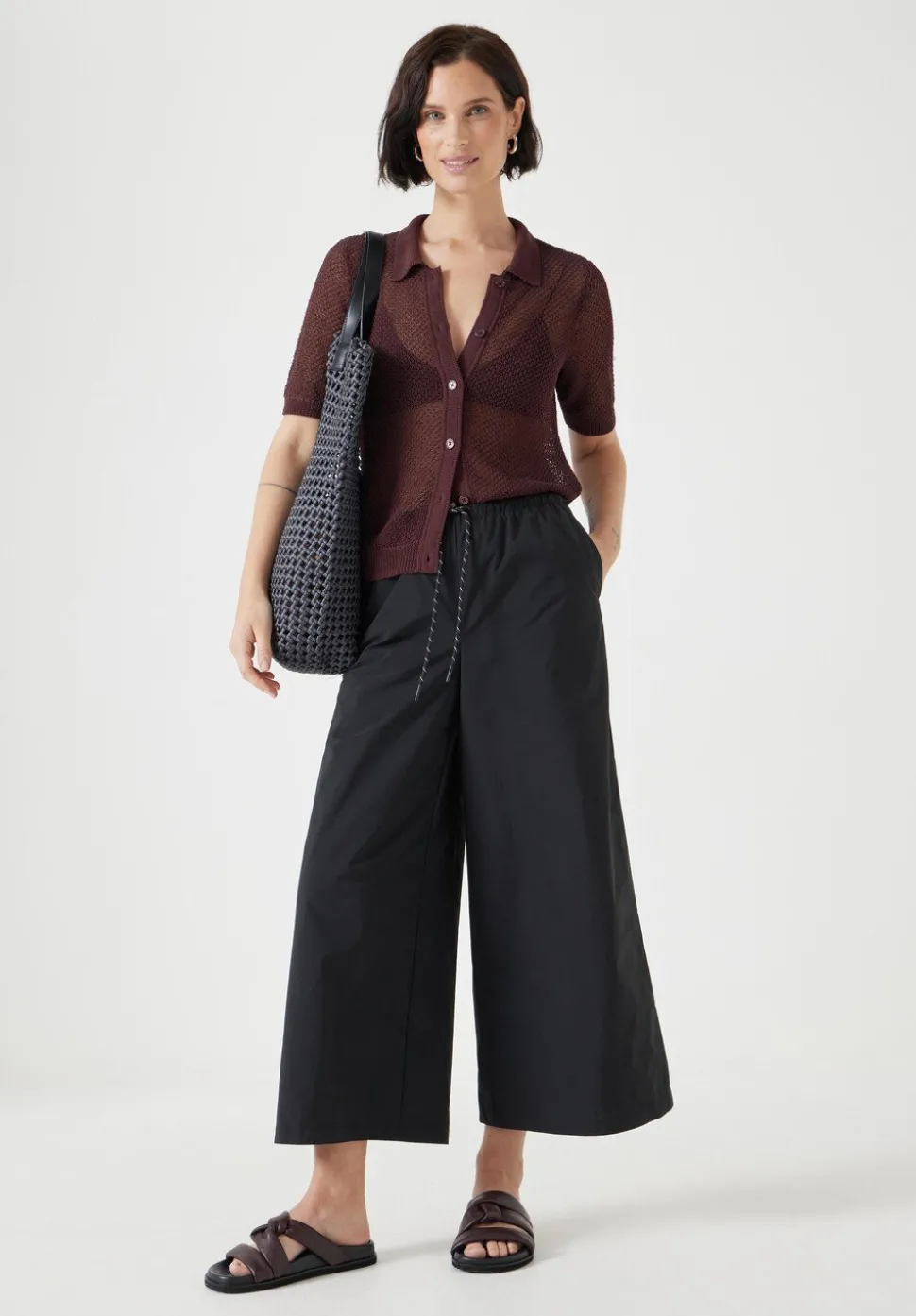 Technical Melissa Wide Leg Cropped Trousers