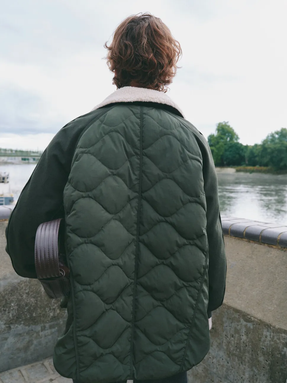 Teddy Collar Quilt Mix Jacket