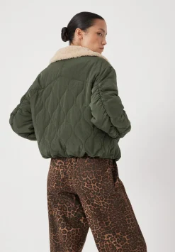 Teddy Collar Quilted Bomber