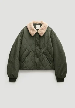 Teddy Collar Quilted Bomber
