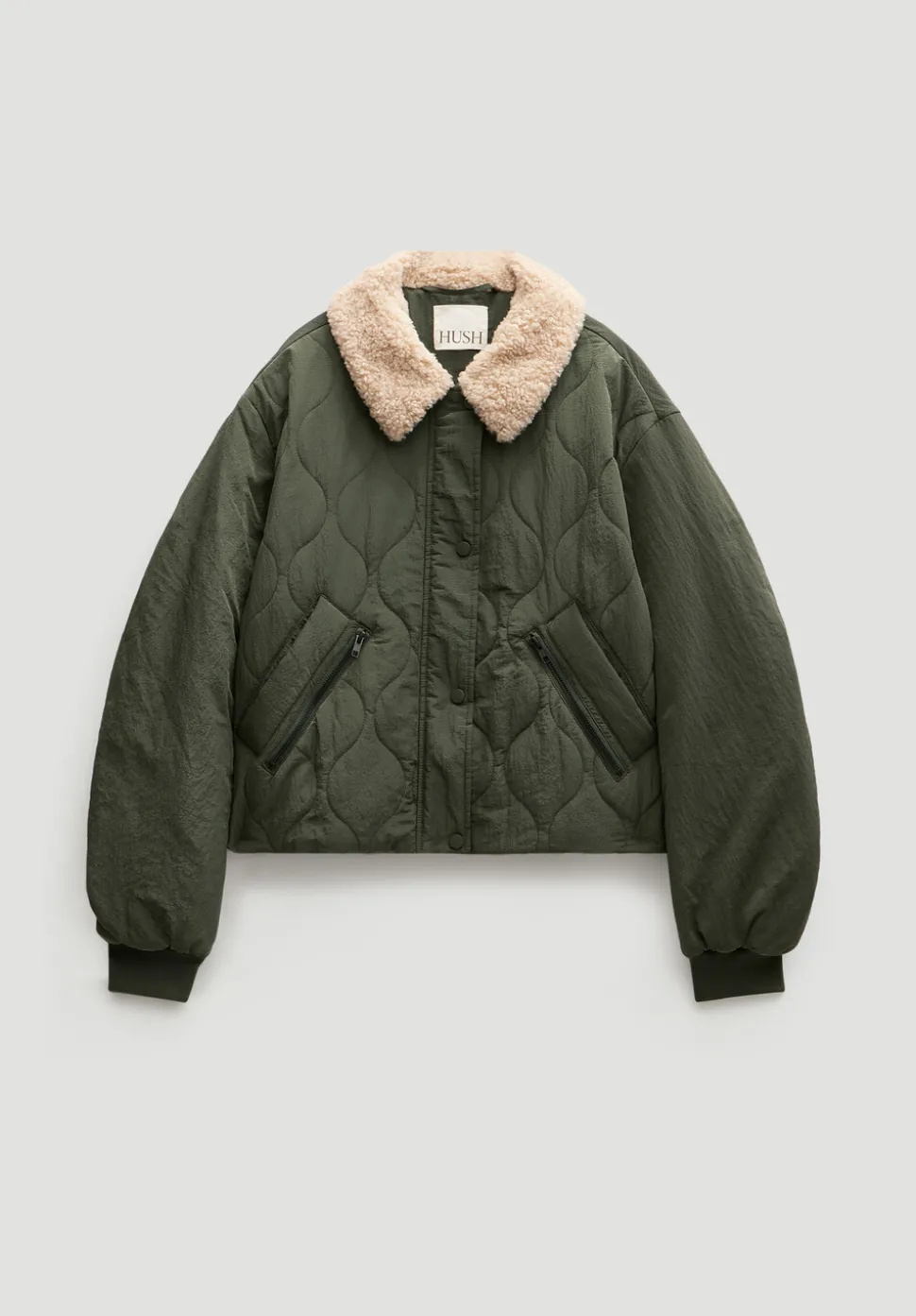 Teddy Collar Quilted Bomber