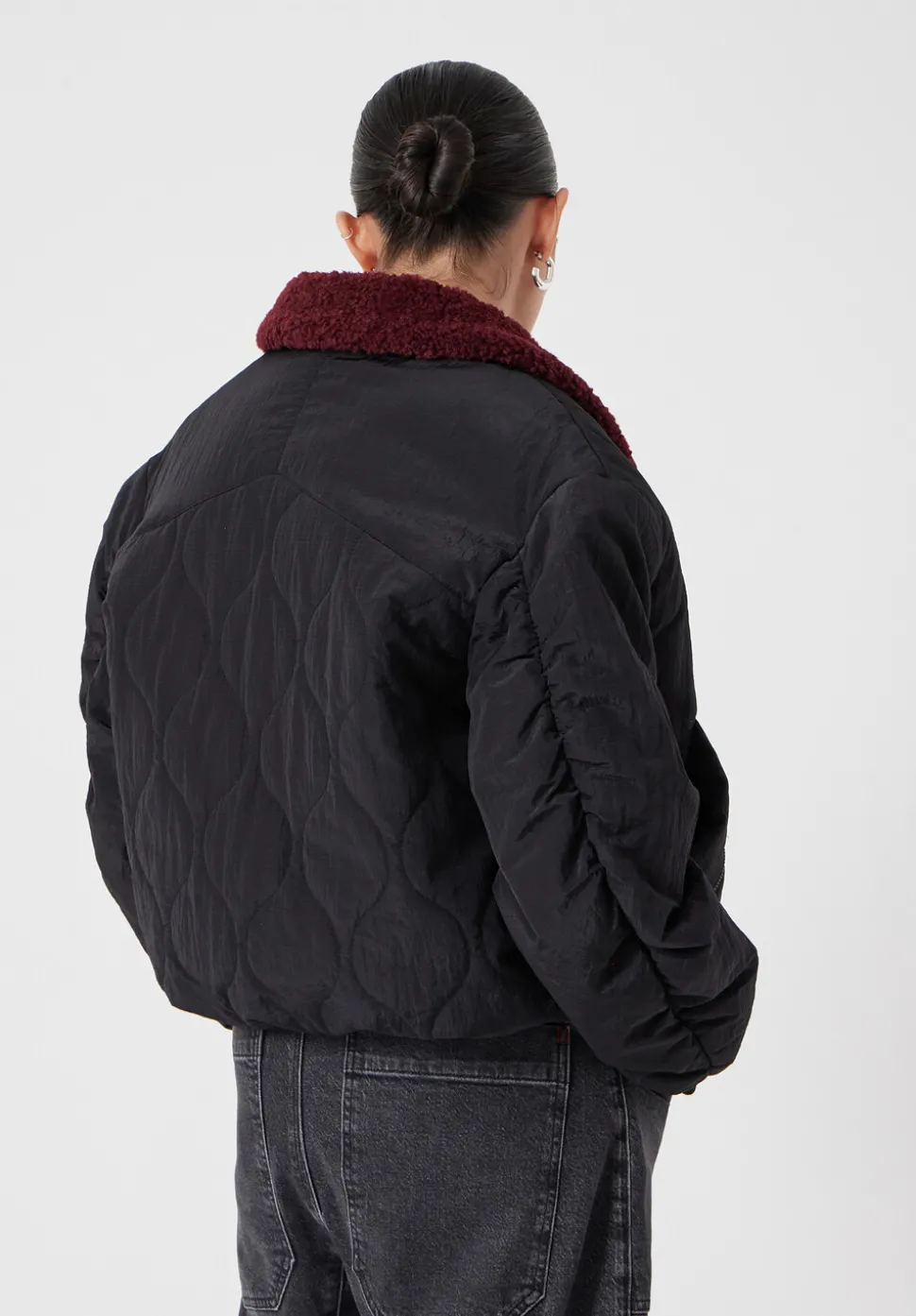 Teddy Collar Quilted Bomber